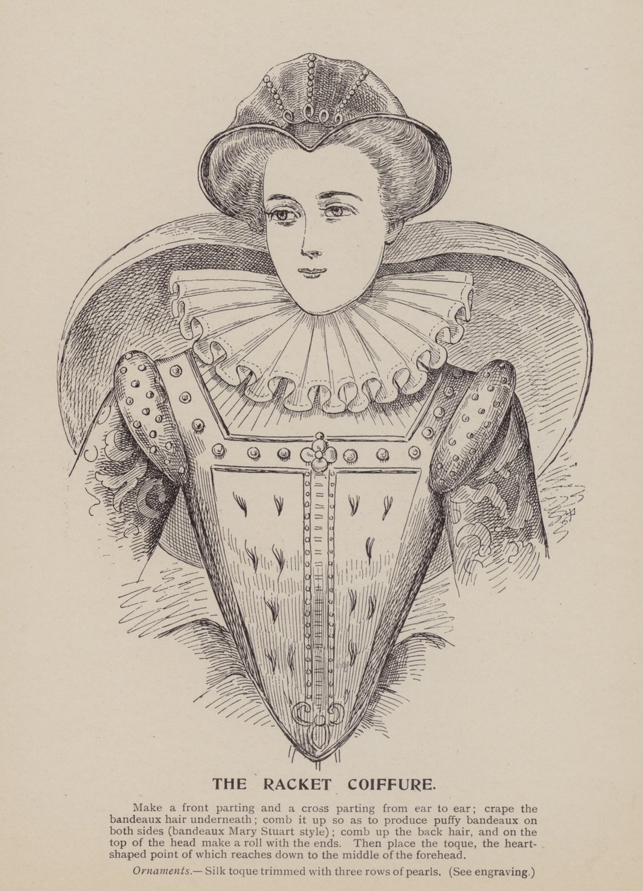 La raquette Coiffure (gravure) - English School
