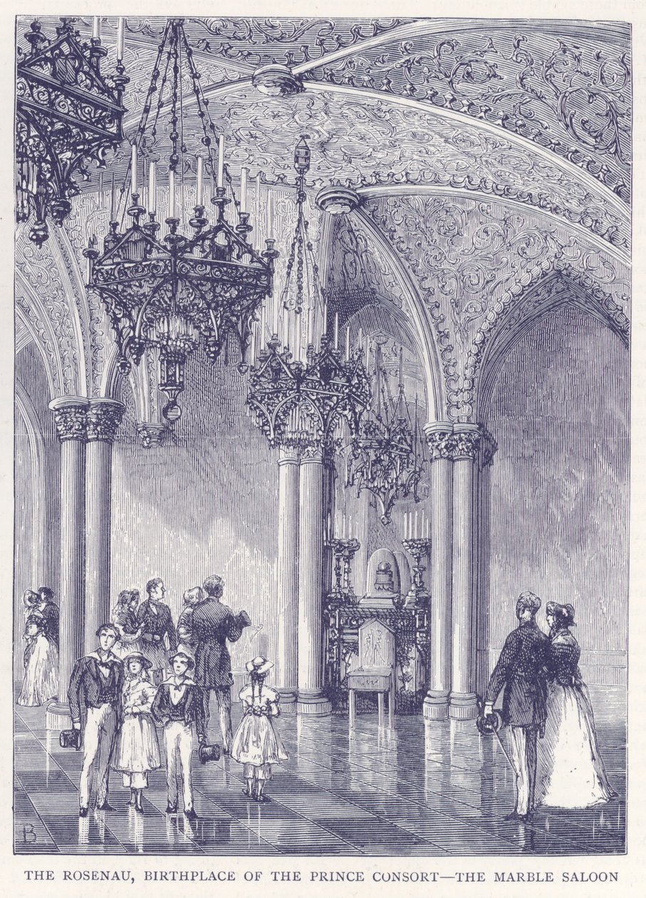 Rosenau, maison natale du Prince Consort - Le marbre de Sallon (gravure) - English School