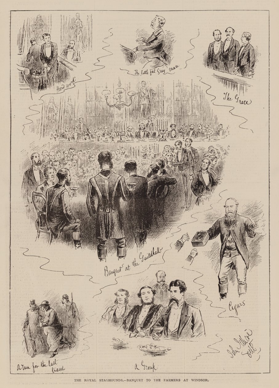 Les Royal Staghounds, banquet des fermiers à Windsor (gravure) - English School