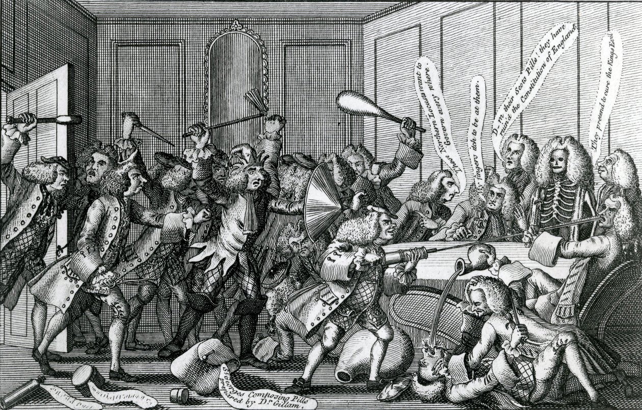 Le siège du château de Warwick, ou la bataille entre les compagnons et les licenciés, 1768 - English School