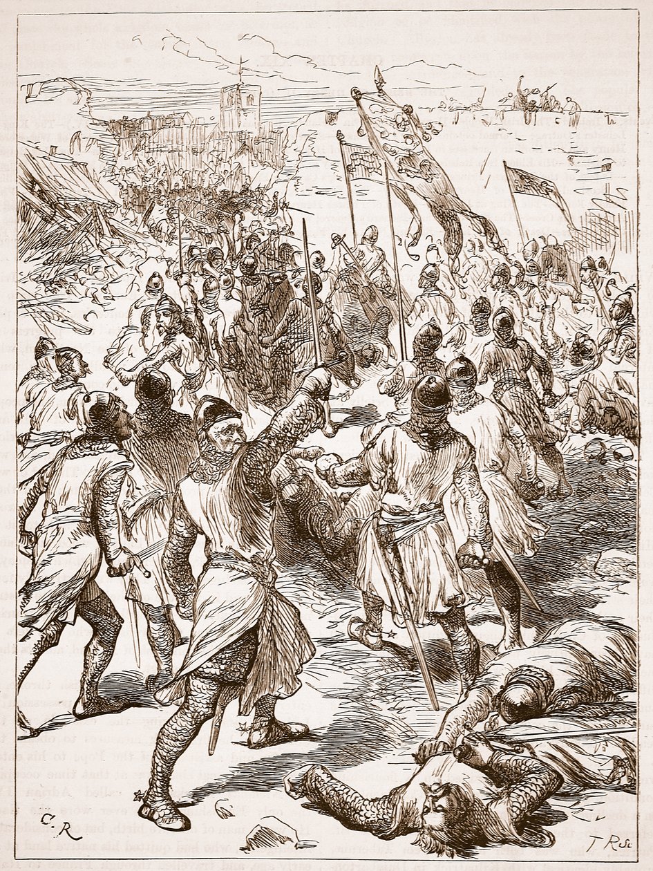 Le siège de Waterford, illustration de Cassells Illustrated History of England - English School