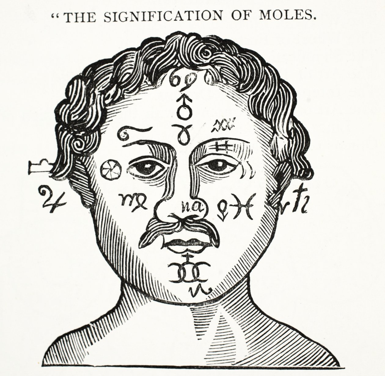 La signification des grains de beauté, illustration de Chap-books du XVIIIe siècle par John Ashton, pub. 1882 - English School