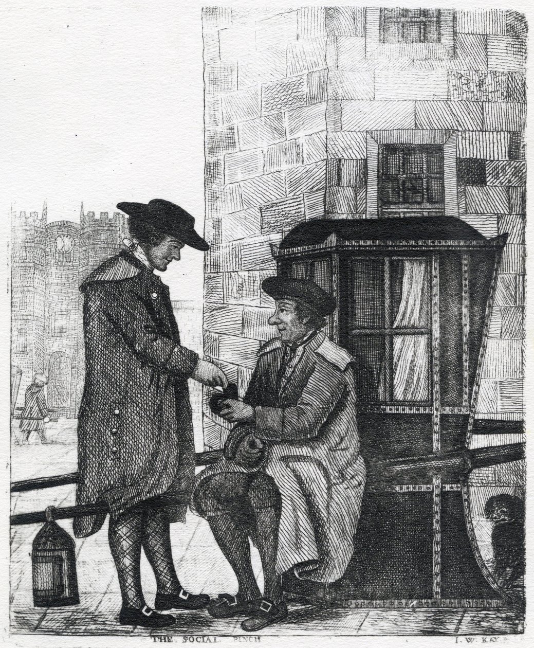 La Pincée Sociale, gravure réalisée par William Kay, 1784-1813 - English School
