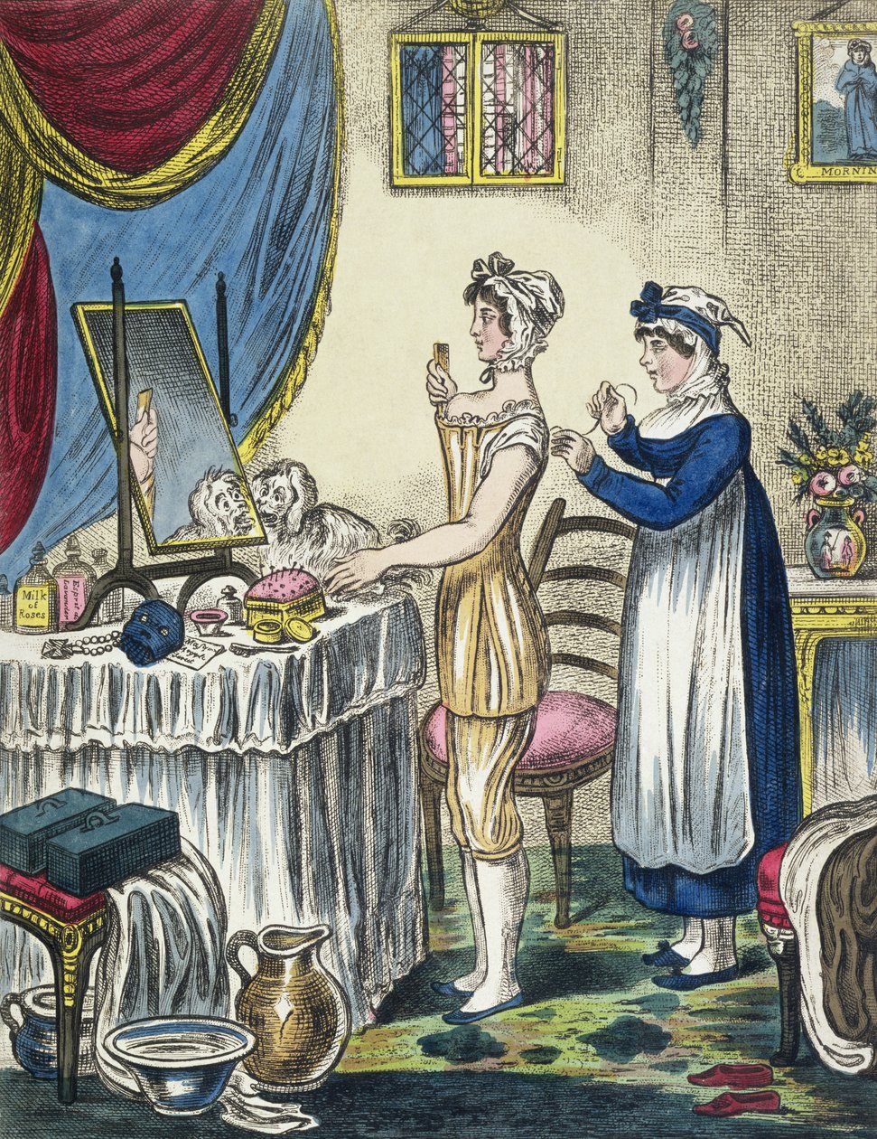 Les Corsets, planche 1 de La Progression de la Toilette, c.1810 - English School