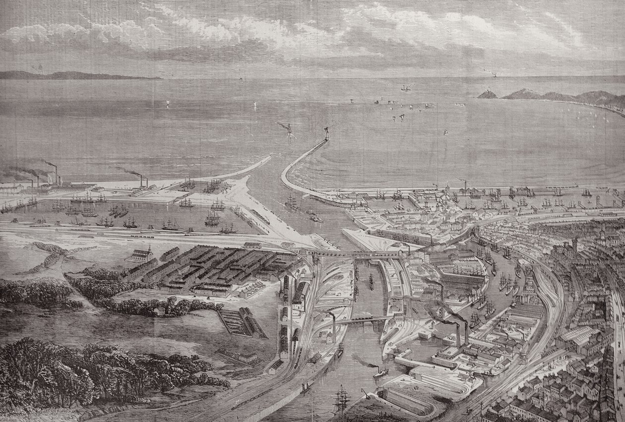 Le port et les docks de Swansea, de The Illustrated London News, 22 octobre 1881 - English School