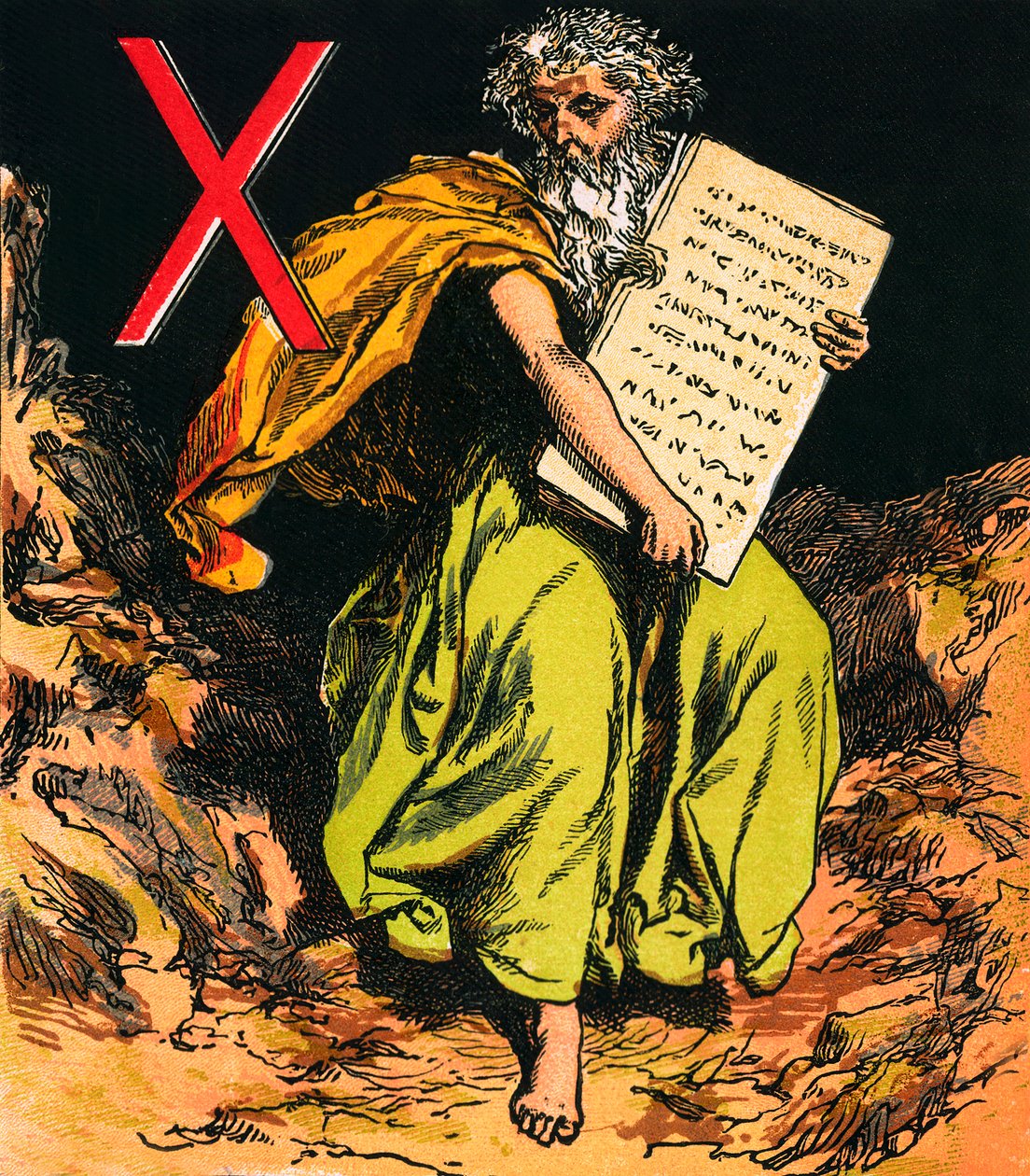Les dix commandements (lithographie couleur) - English School