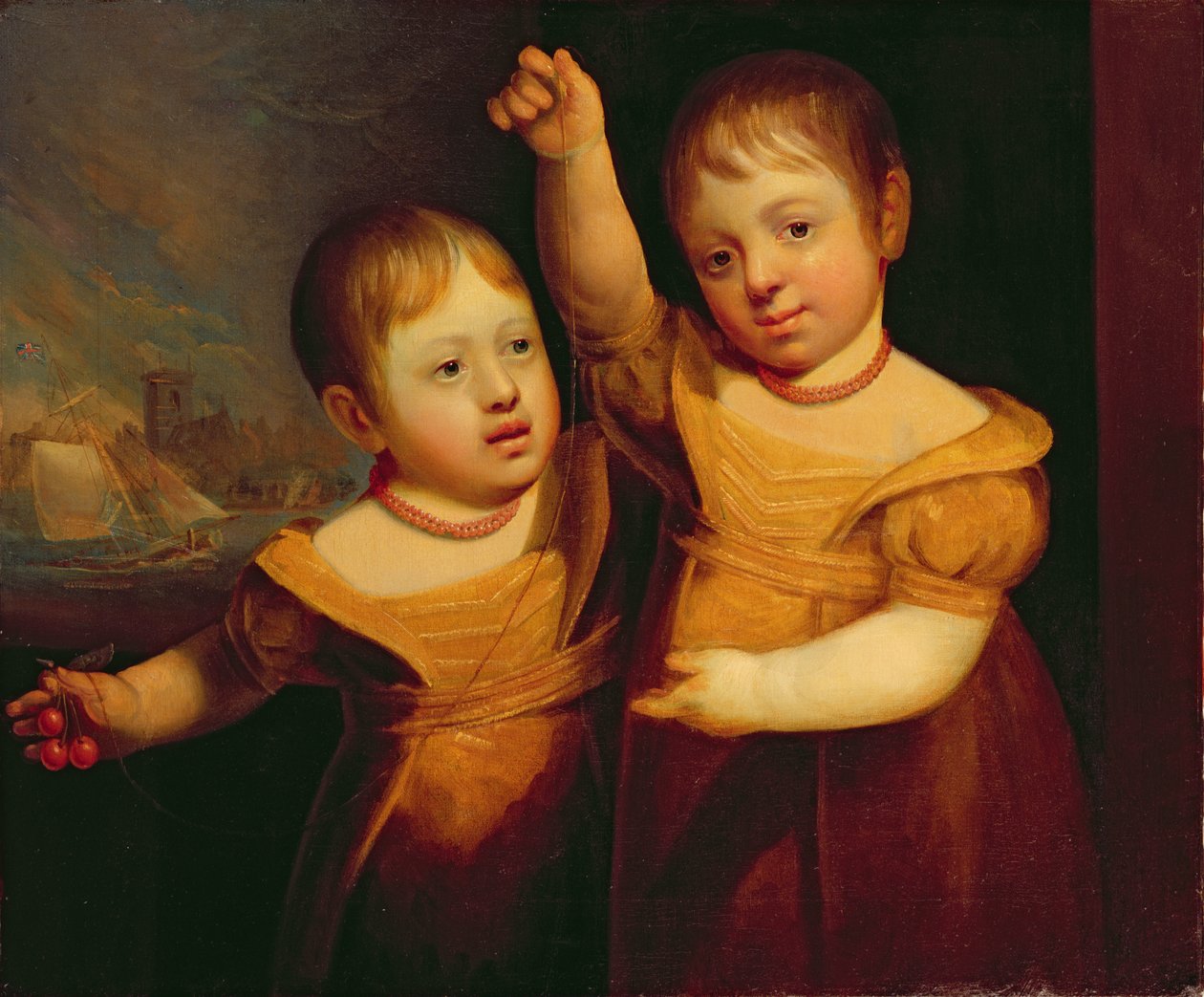 Les Enfants jumeaux du capitaine George Walsh, maître marinier de Selby, Yorkshire, vers 1830 - English School