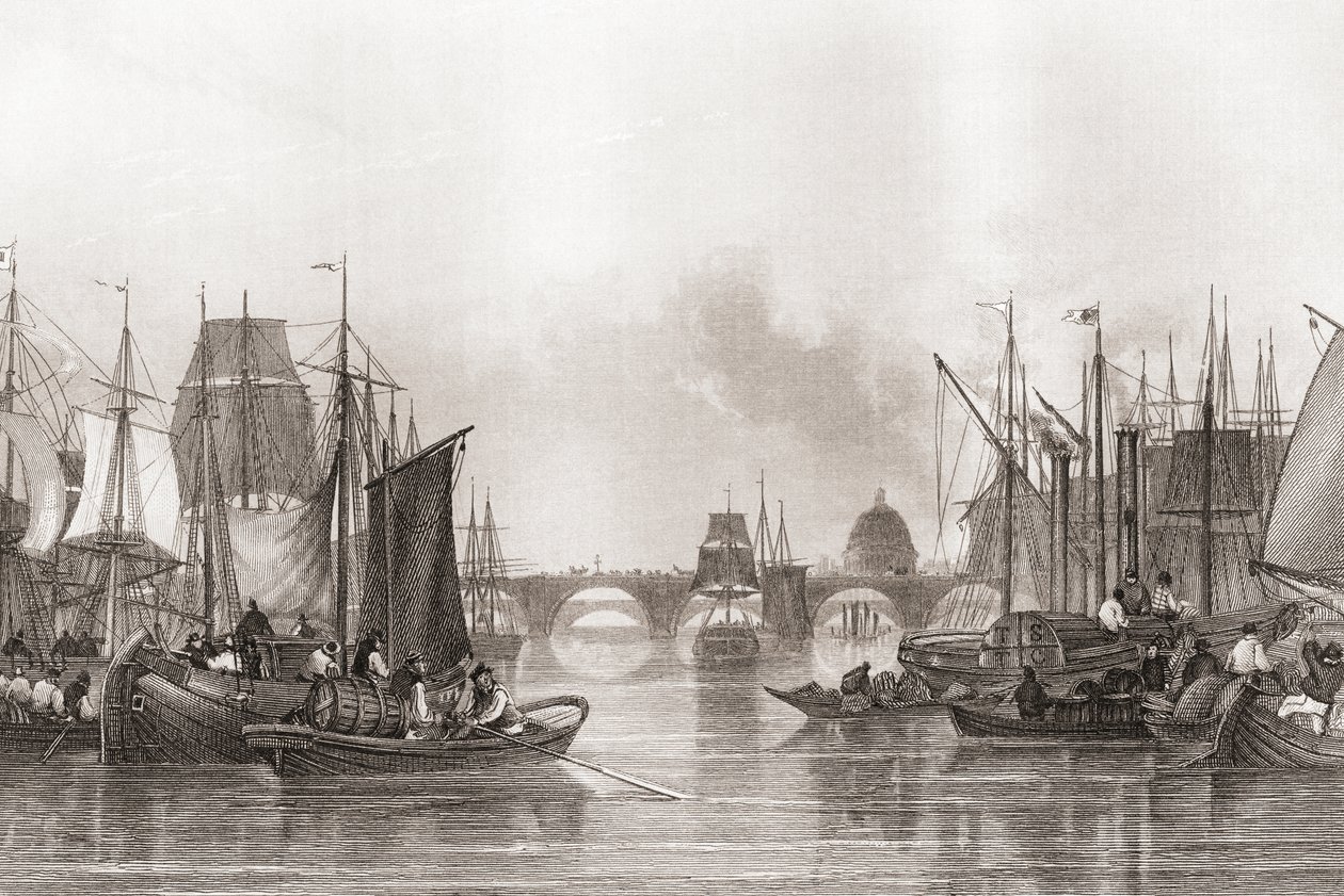 Le Bassin Supérieur, Pool of London, River Thames, Londres, Angleterre - English School