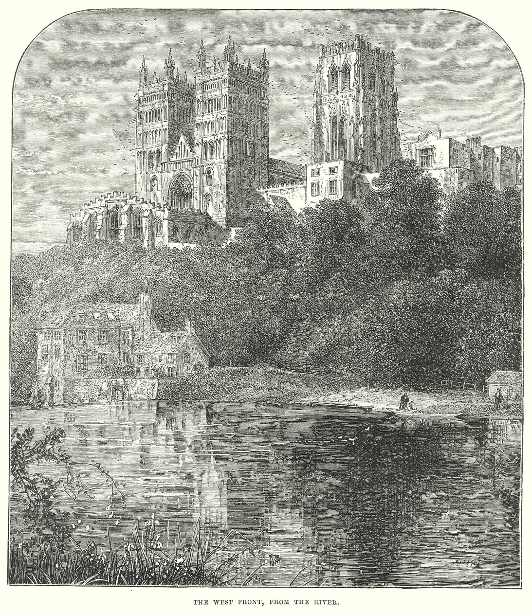 Le front ouest, depuis la rivière (gravure) - English School