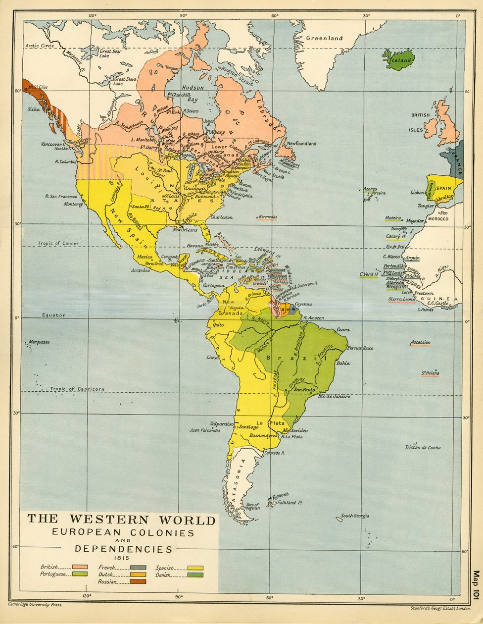Le monde occidental Colonies et dépendances européennes - English School