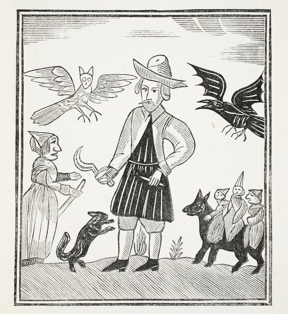 La sorcière des bois, illustration de Chap-books du XVIIIe siècle par John Ashton, pub. 1882 - English School