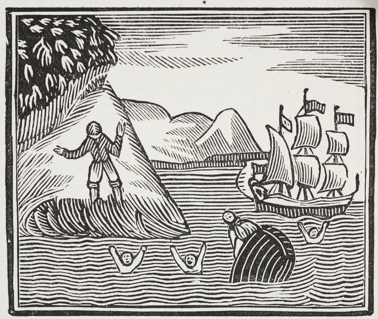 Le naufrage, illustration de Chap-books du XVIIIe siècle par John Ashton, pub. 1882 - English School