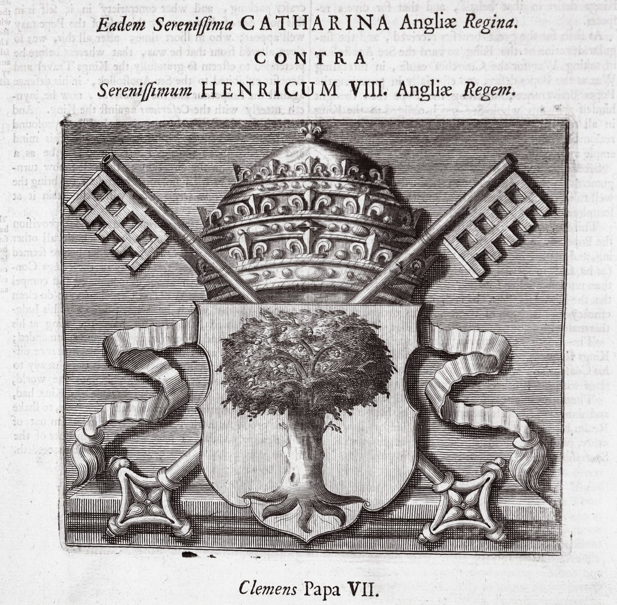 Les armoiries du pape Clément VII, illustration des Actes et Monuments de John Foxe, neuvième édition, pub. 1684 - English School