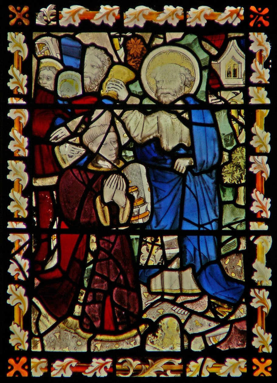 La fenêtre est représentant Saint Pierre baptisant un jeune homme - English School