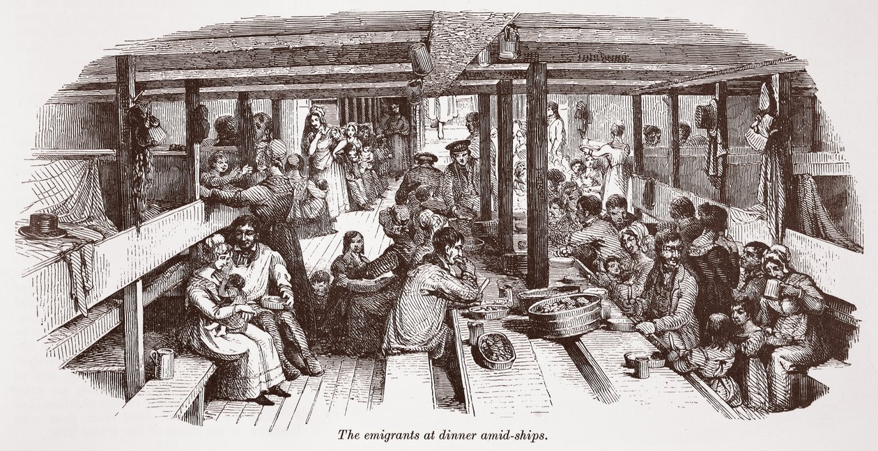 Les émigrants au dîner à bord - English School