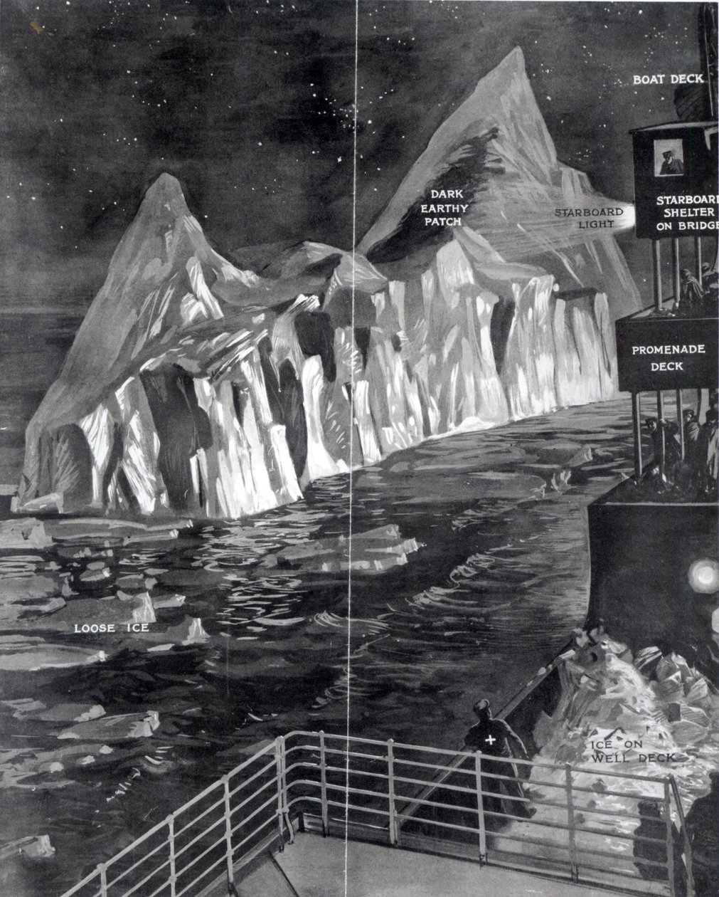Le célèbre iceberg vu par J. Scarrott à bord du Titanic, 1912 - English School
