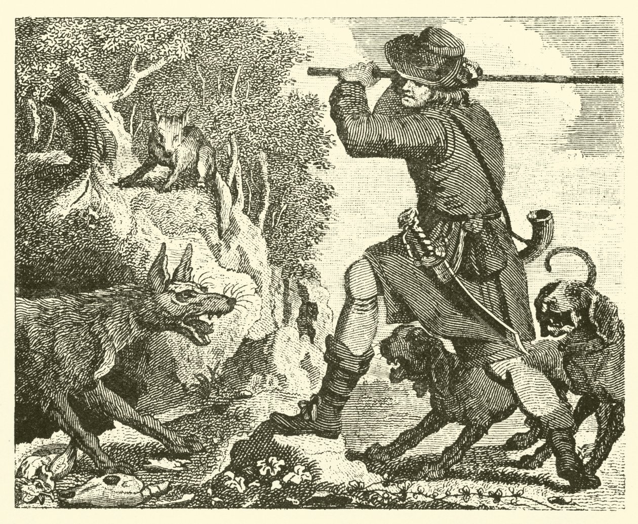 Le renard et le loup (gravure) - English School
