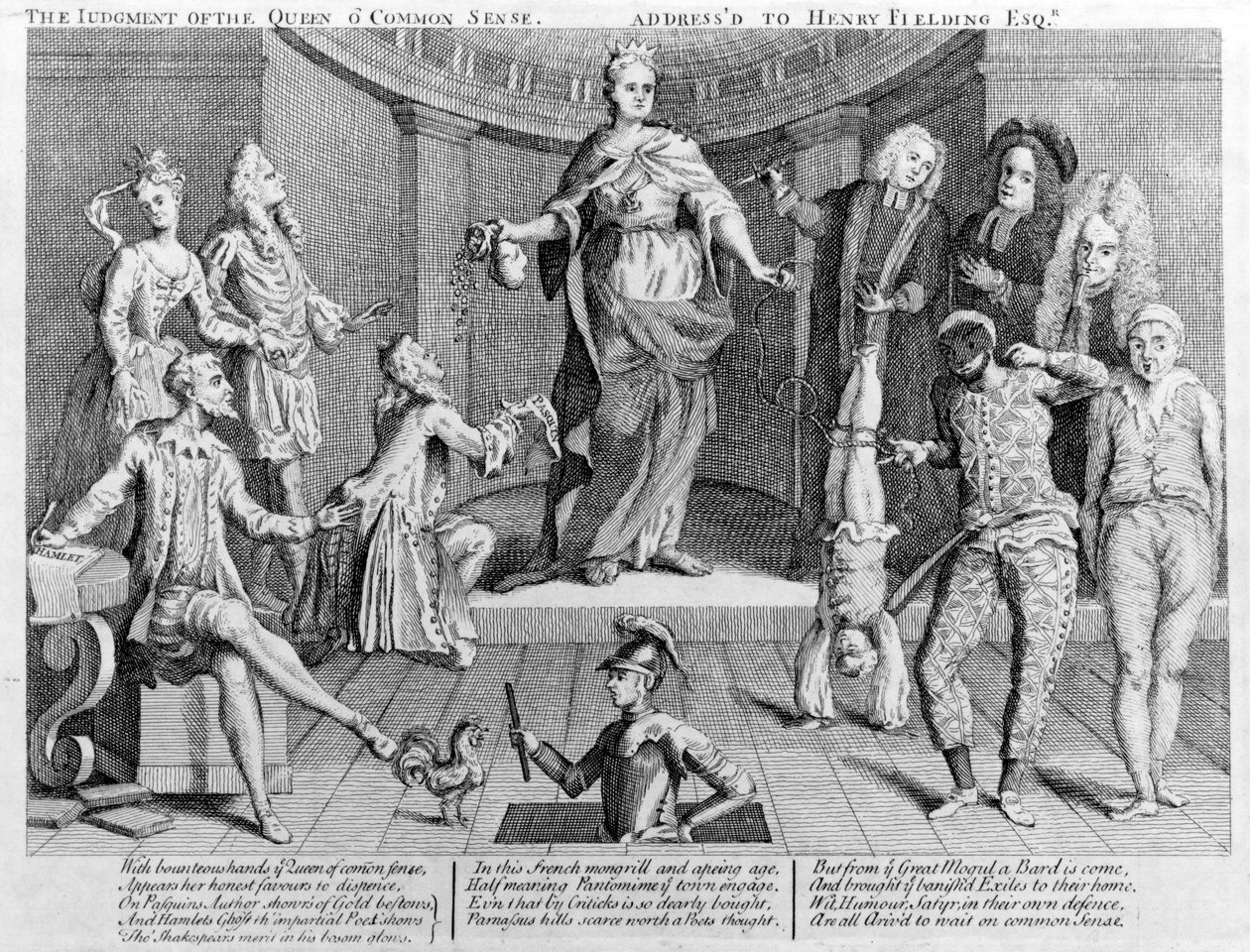 Le jugement de la reine du bon sens, adressé à Henry Fielding Esq., 1736 - English School