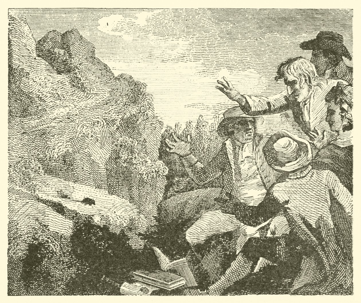 Les montagnes en travail (gravure) - English School