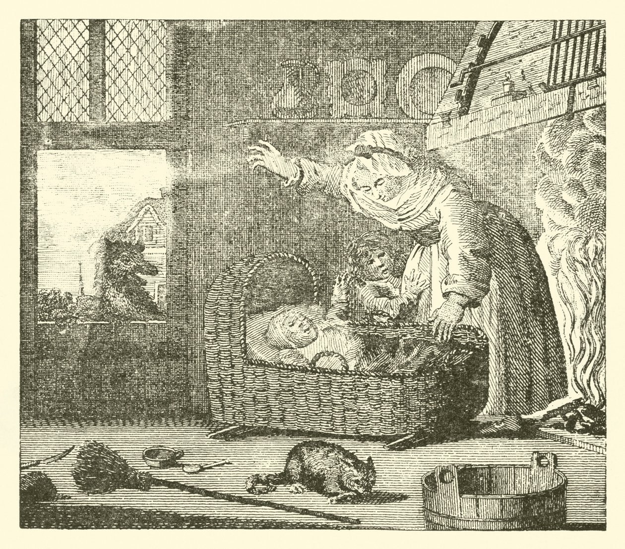 La nourrice et le loup (gravure) - English School