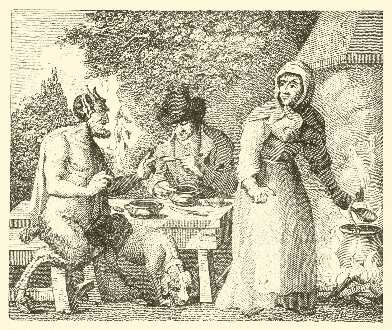 Le satyre et le voyageur (gravure) - English School