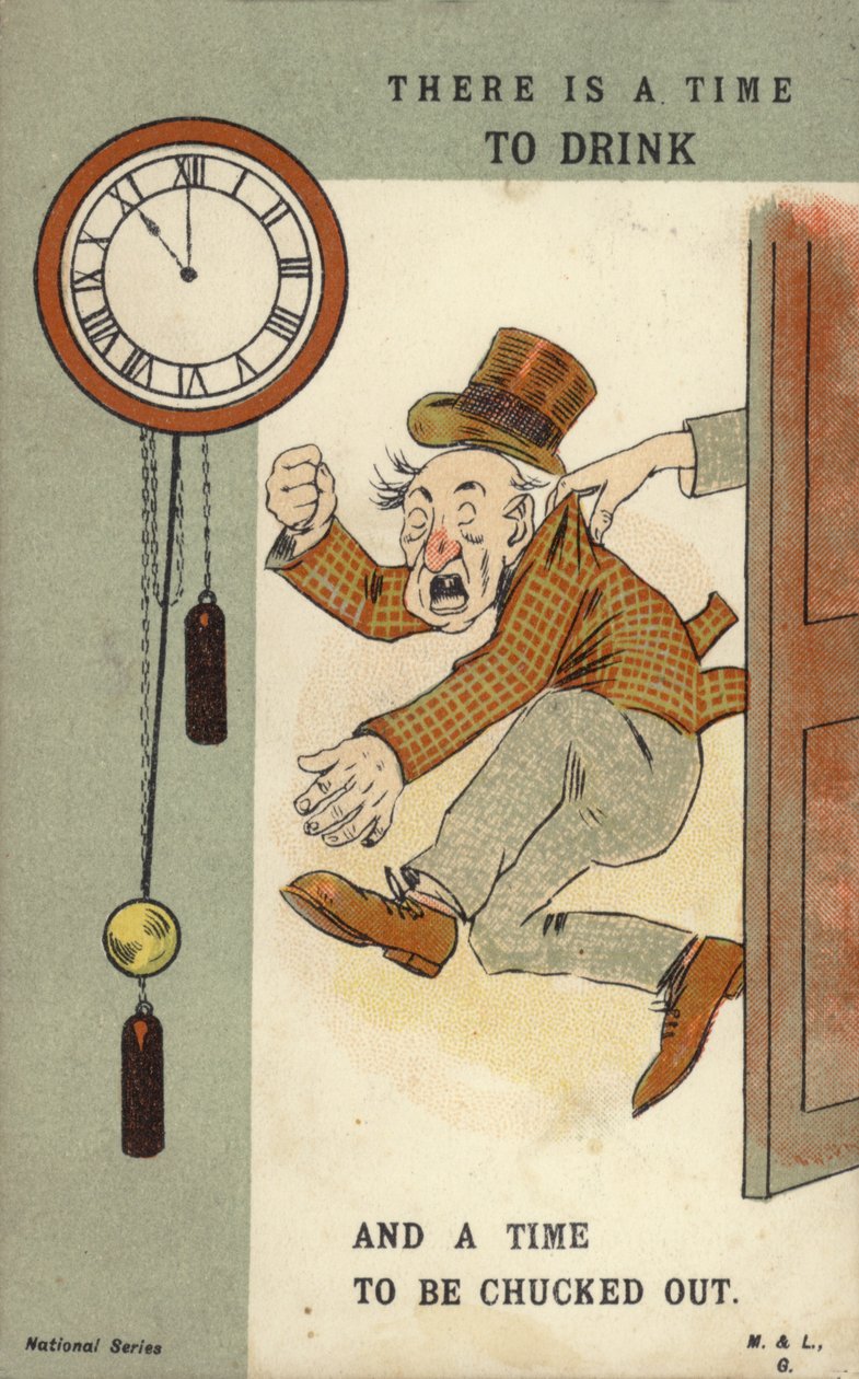 Il y a un temps pour boire et un temps pour être jeté (lithographie couleur) - English School