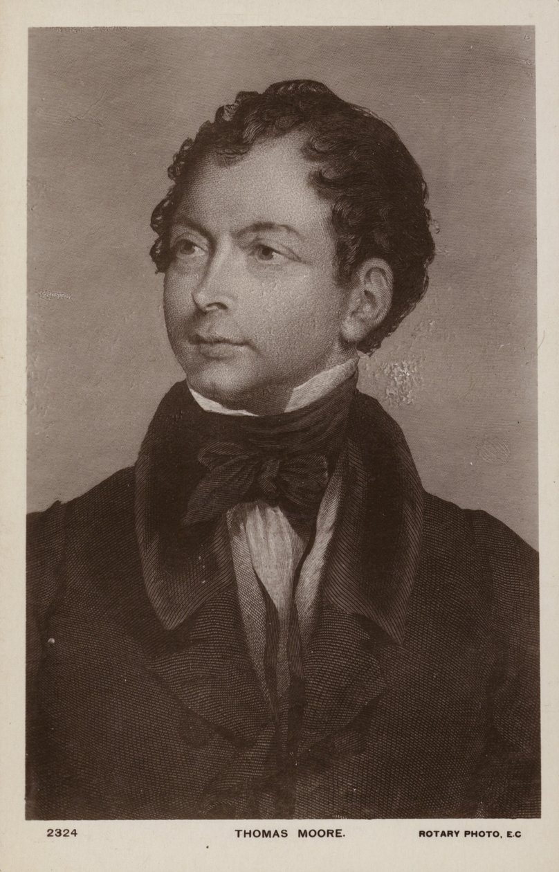 Thomas Moore (1779-1852), poète, chanteur et artiste irlandais (litho) - English School