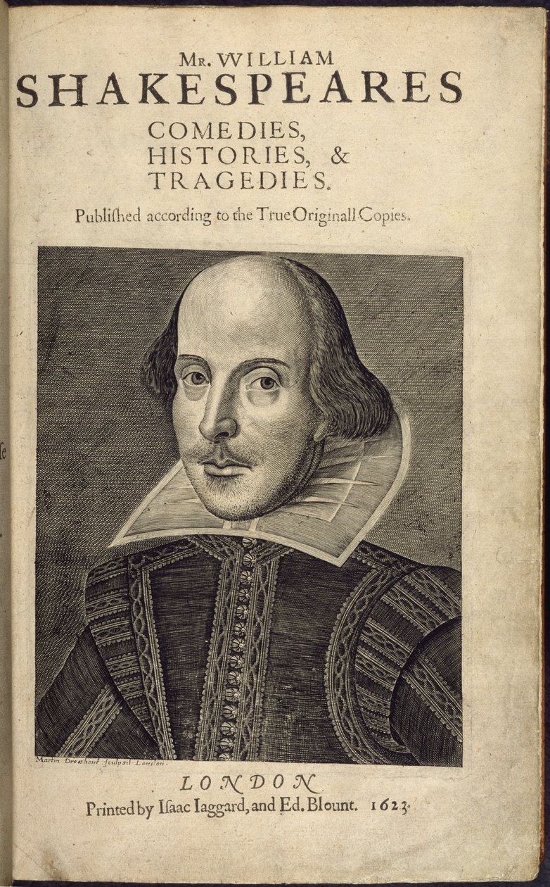 Page de titre avec un portrait de Shakespeare, de 