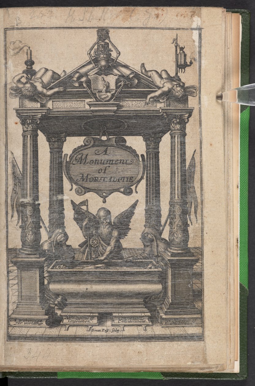 Page de titre de A Monument of Mortalitie - English School