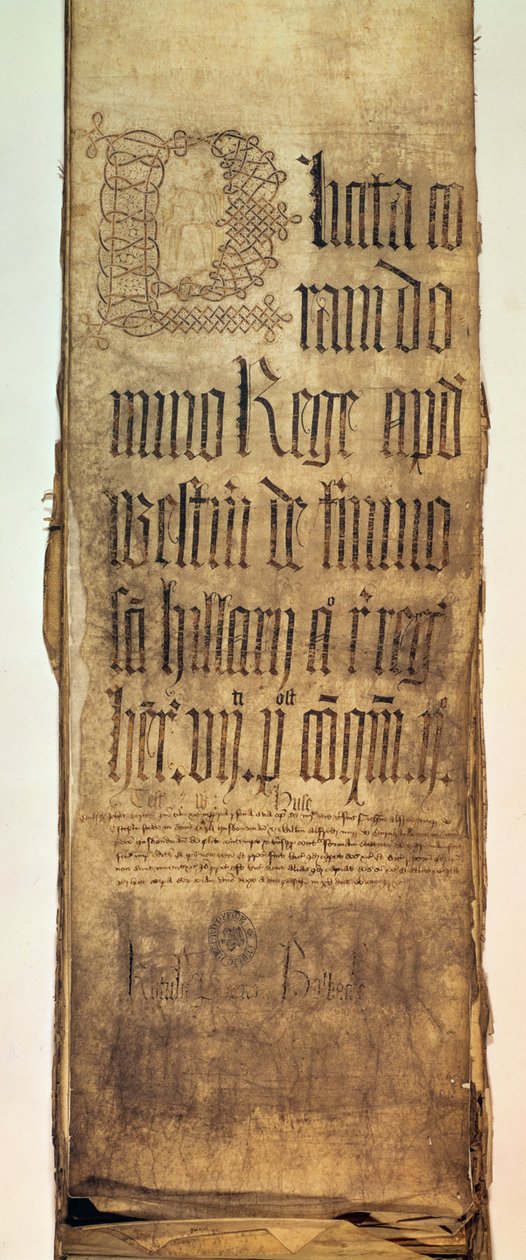 Page de titre du rôle de plaidoyer de la Cour du Banc du Roi pour le terme de Hilary, 1487 - English School