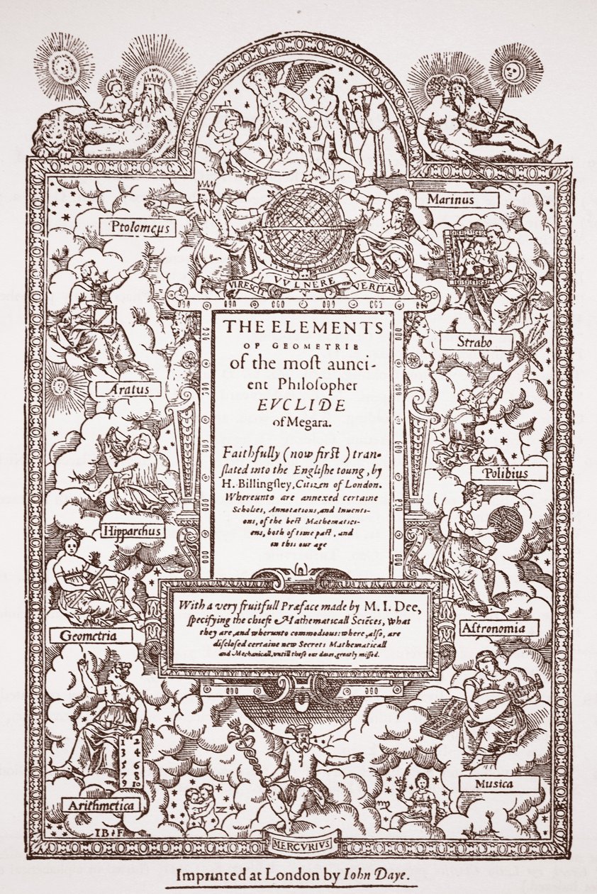 Page de titre de la première traduction des Éléments d