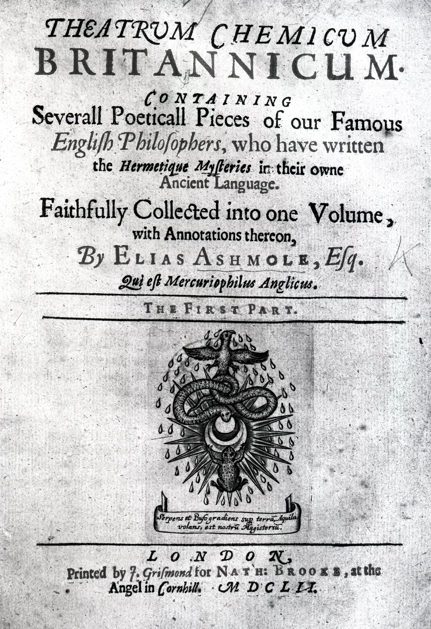 Page de titre du Theatrum Chemicum Britannicum par Elias Ashmole, 1652 - English School