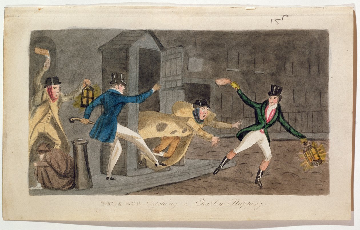 Tom et Bob attrapant un Charley endormi, 1821 - English School