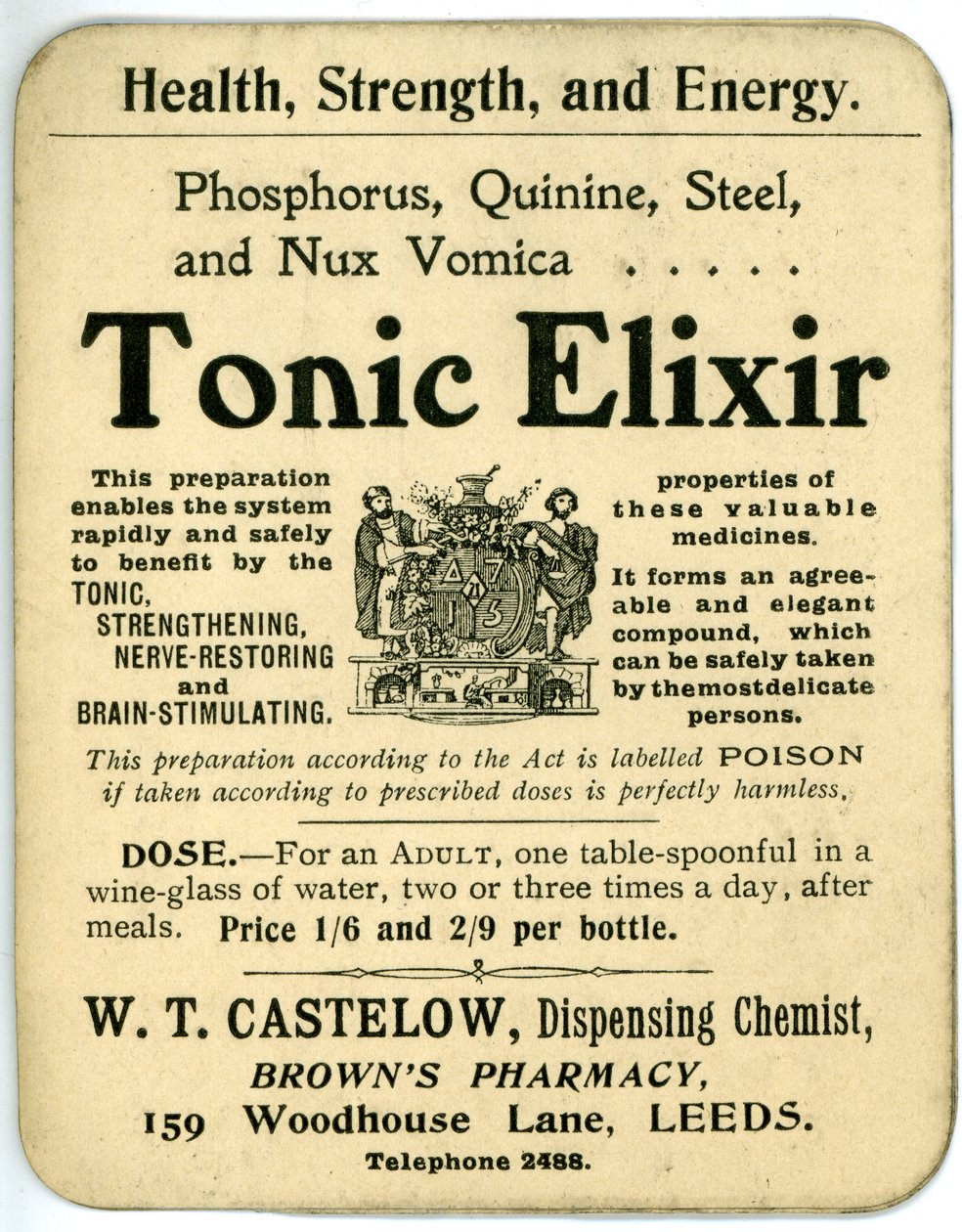 Étiquette de Tonic Elixir, début - English School