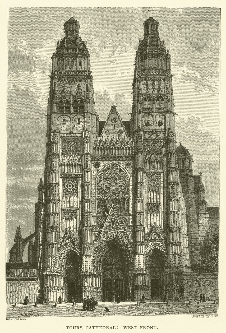 Cathédrale de Tours, façade ouest (gravure) - English School