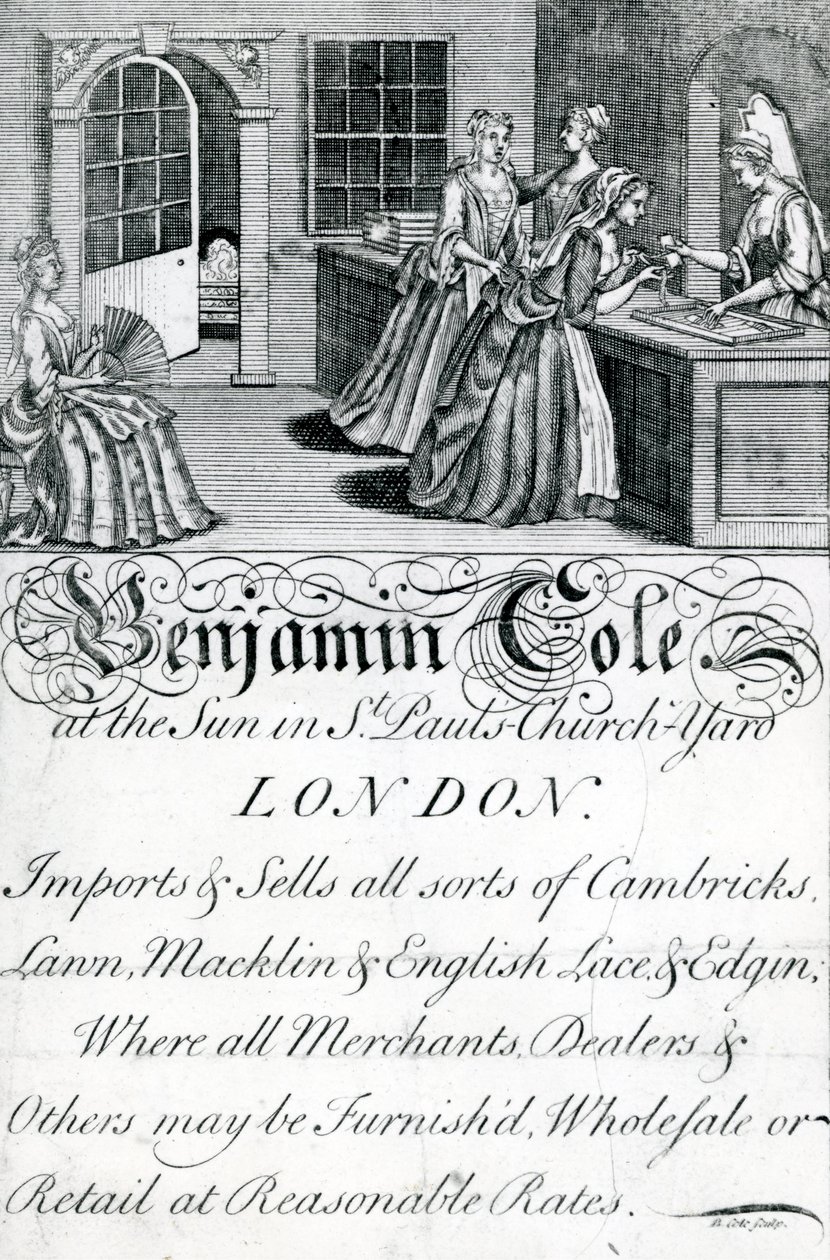 Carte de visite, Benjamin Cole, commerçant londonien (gravure) - English School