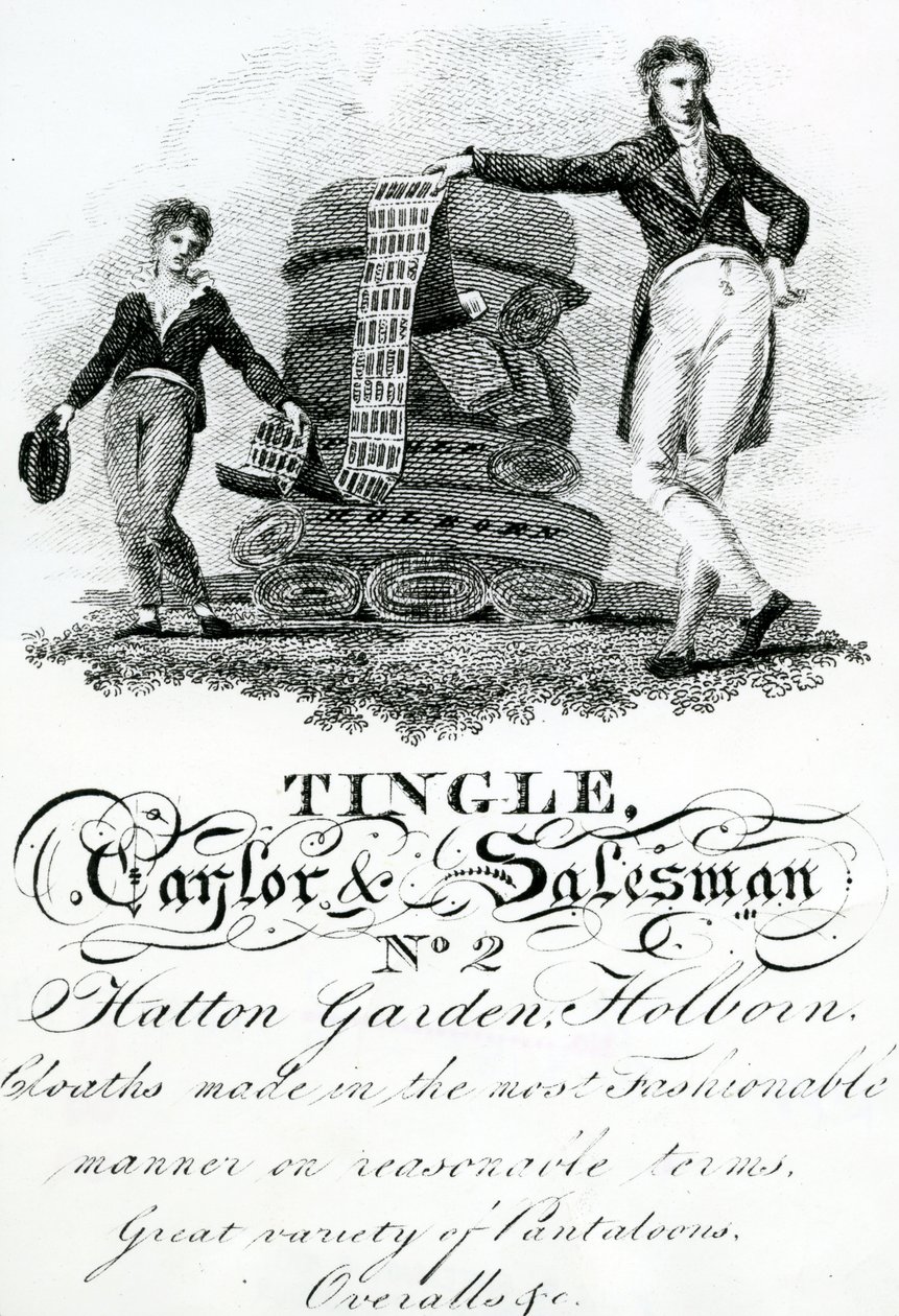 Carte de visite pour Tingle, Taylor et Salesman, No 2 Hatton Garden, Holborn (gravure) - English School