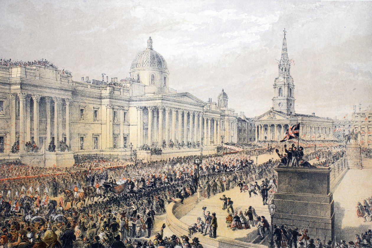 Trafalgar Square, de A Memorial of the Marriage of Edward VII and Alexandra of Denmark, pub. 1864 - English School