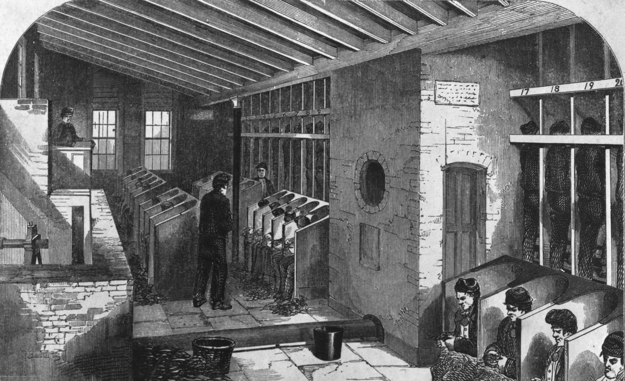 Roue de marche et hangar à chêne à la prison de la ville, Holloway, de 
