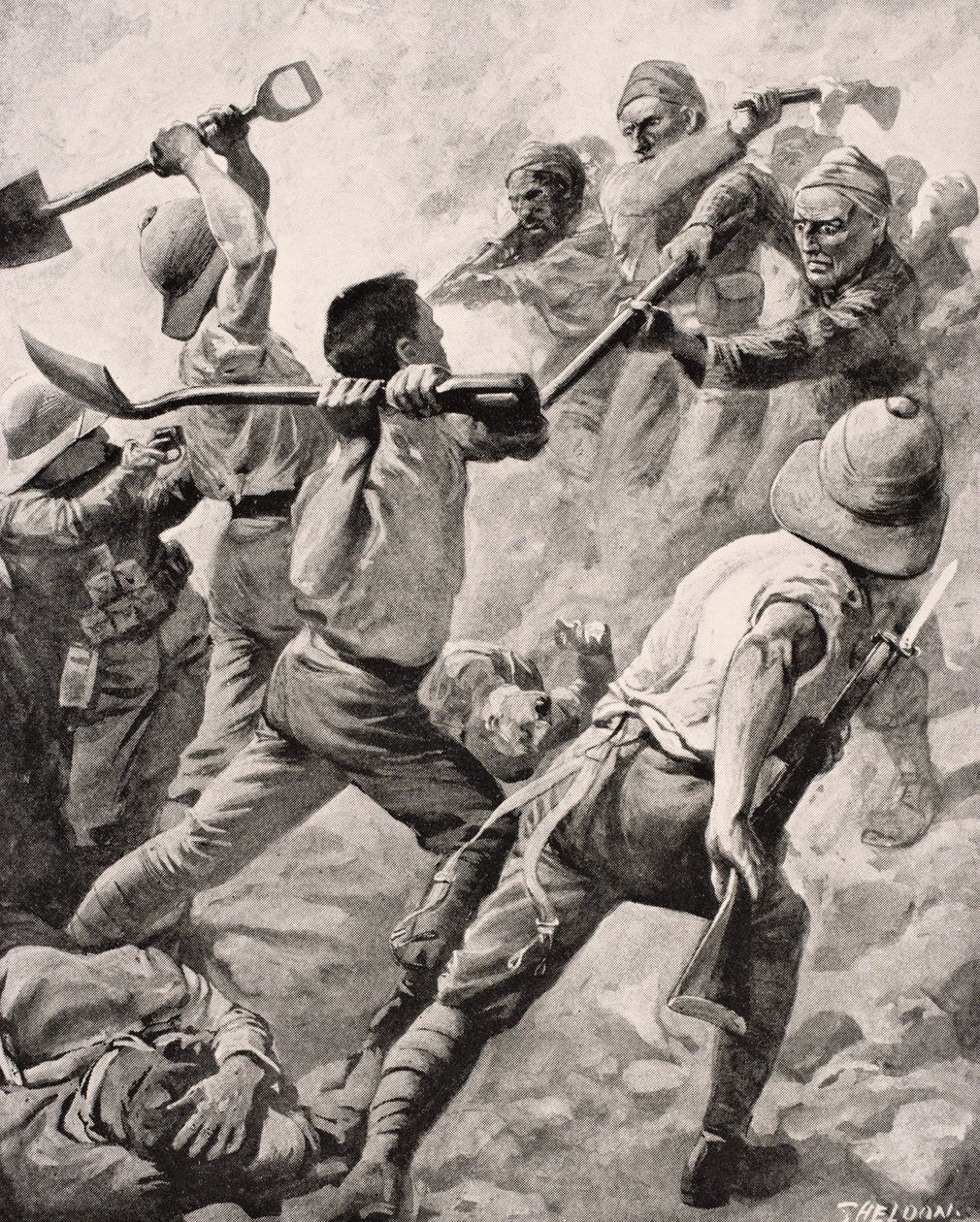 Soldats turcs et britanniques en combat rapproché sur la péninsule de Gallipoli, Turquie 1915, tiré de 