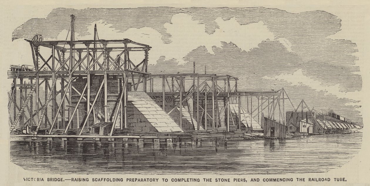 Pont Victoria, élévation des échafaudages en vue de l