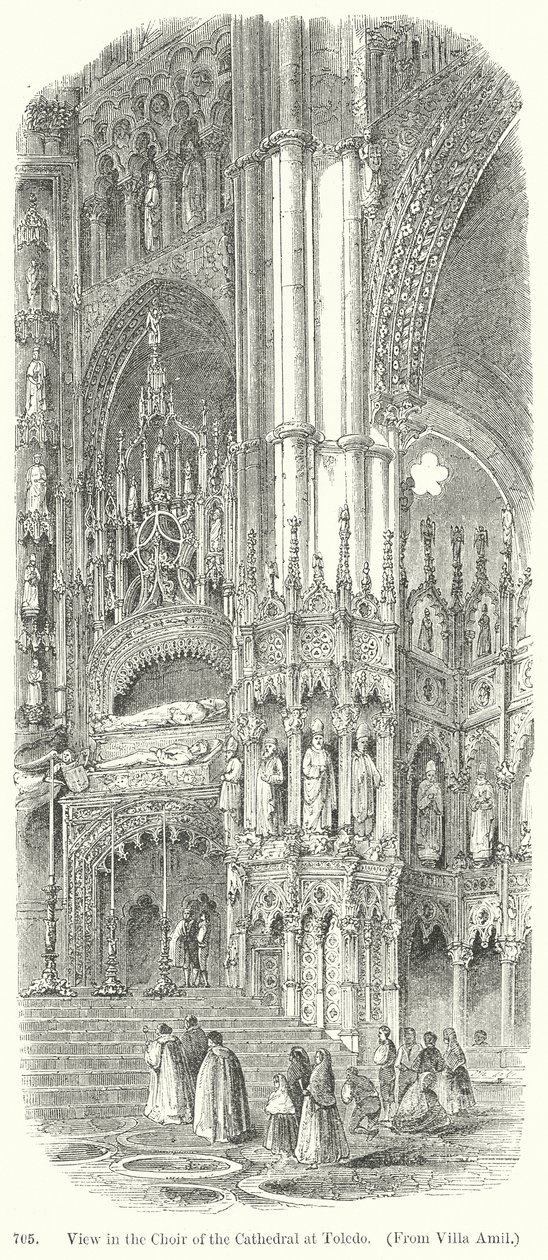 Vue du chœur de la cathédrale de Tolède (gravure) - English School