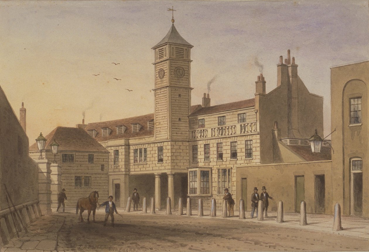 Vue de Bridge House dans Bridge Yard, Tooley Street, 1846 - English School