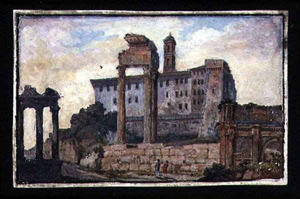 Vue du Capitole et des temples de Castor et Pollux, Rome, c.1800 - English School