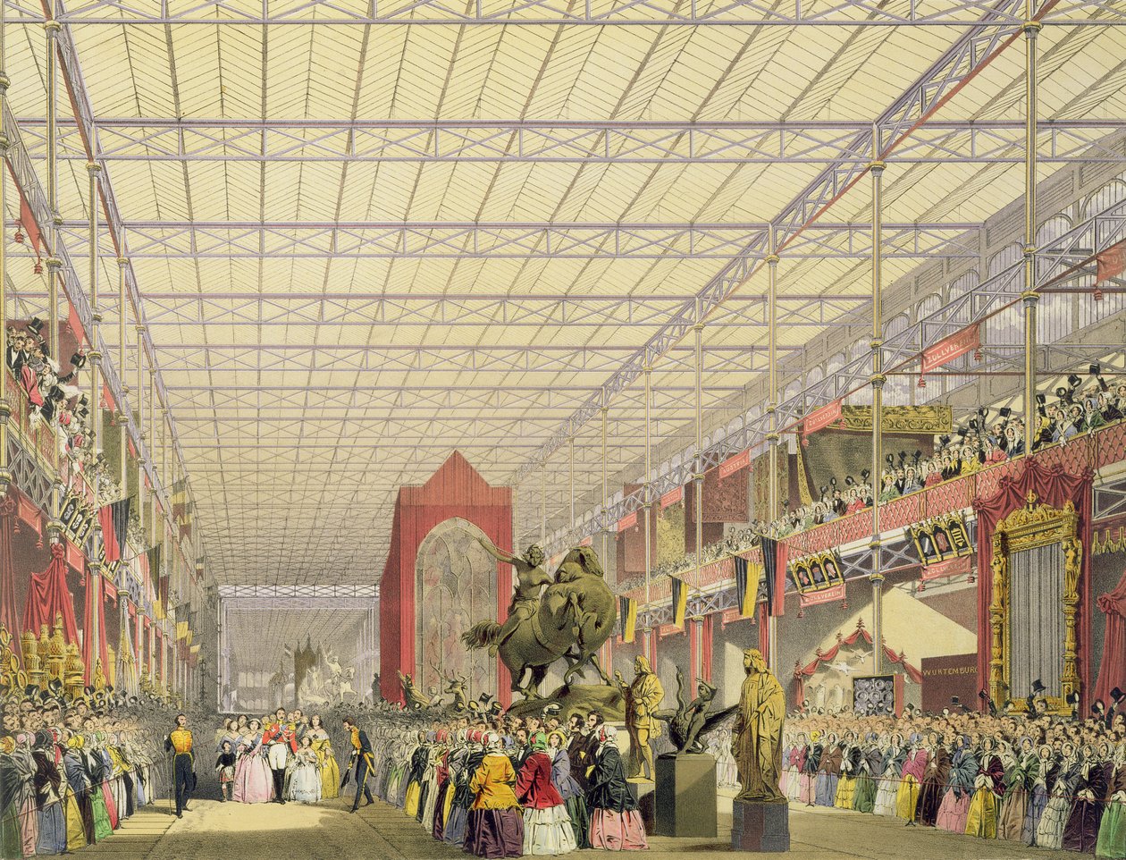 Vue de la nef étrangère de la Grande Exposition de 1851, de Dickinsons Comprehensive Pictures - English School