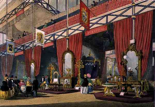 Vue de la section des meubles de la Grande Exposition de 1851, de 