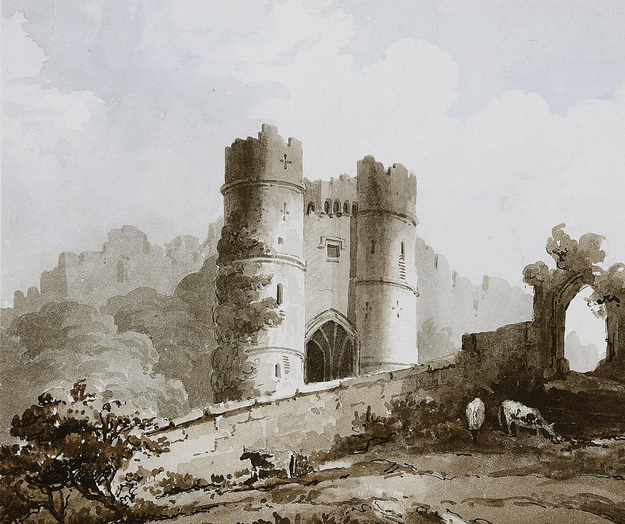Vue de la porte du château de Carisbrooke, île de Wight - English School