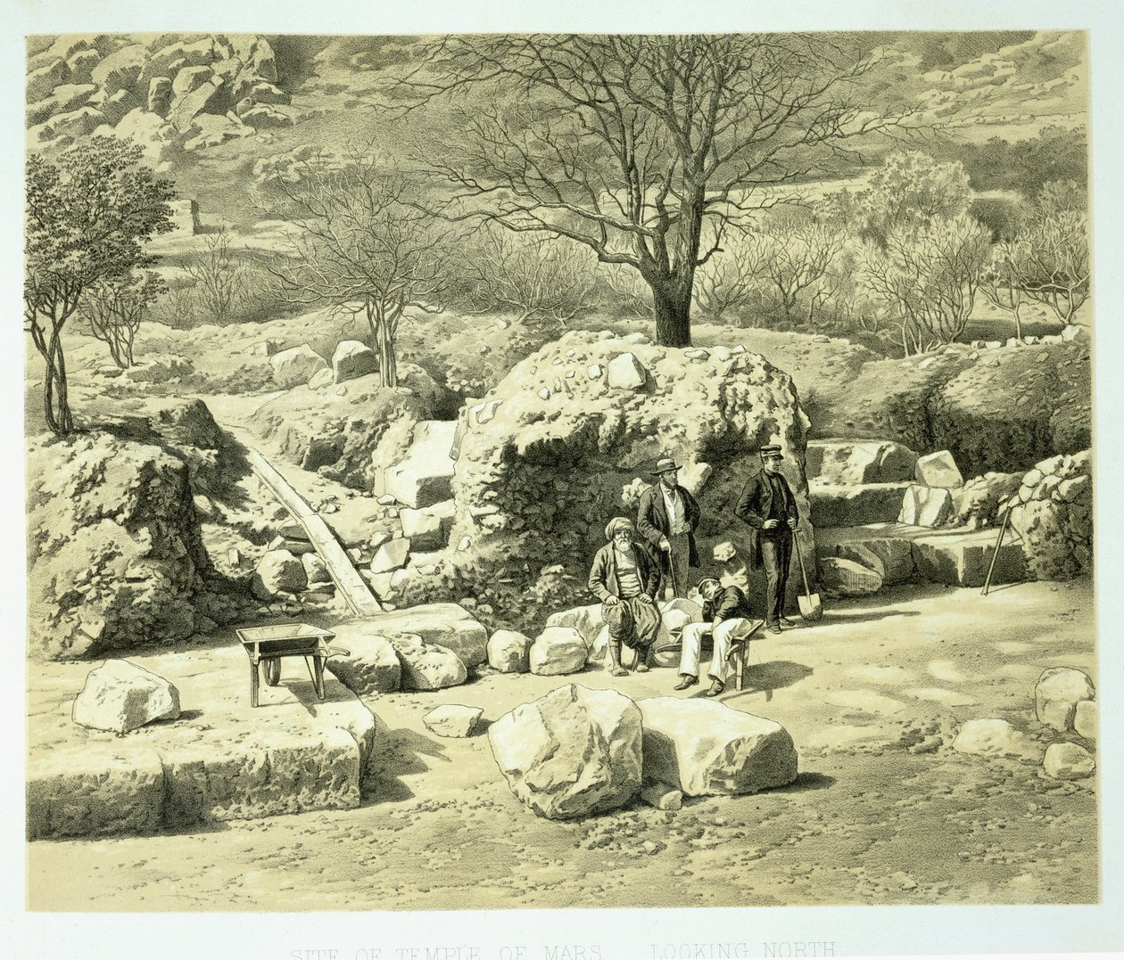 Vue du Temple de Mars, de A History of Discoveries at Helicarnassus, Cnidus, & Branchidae, par Charles Thomas Newton publié en 1862 - English School