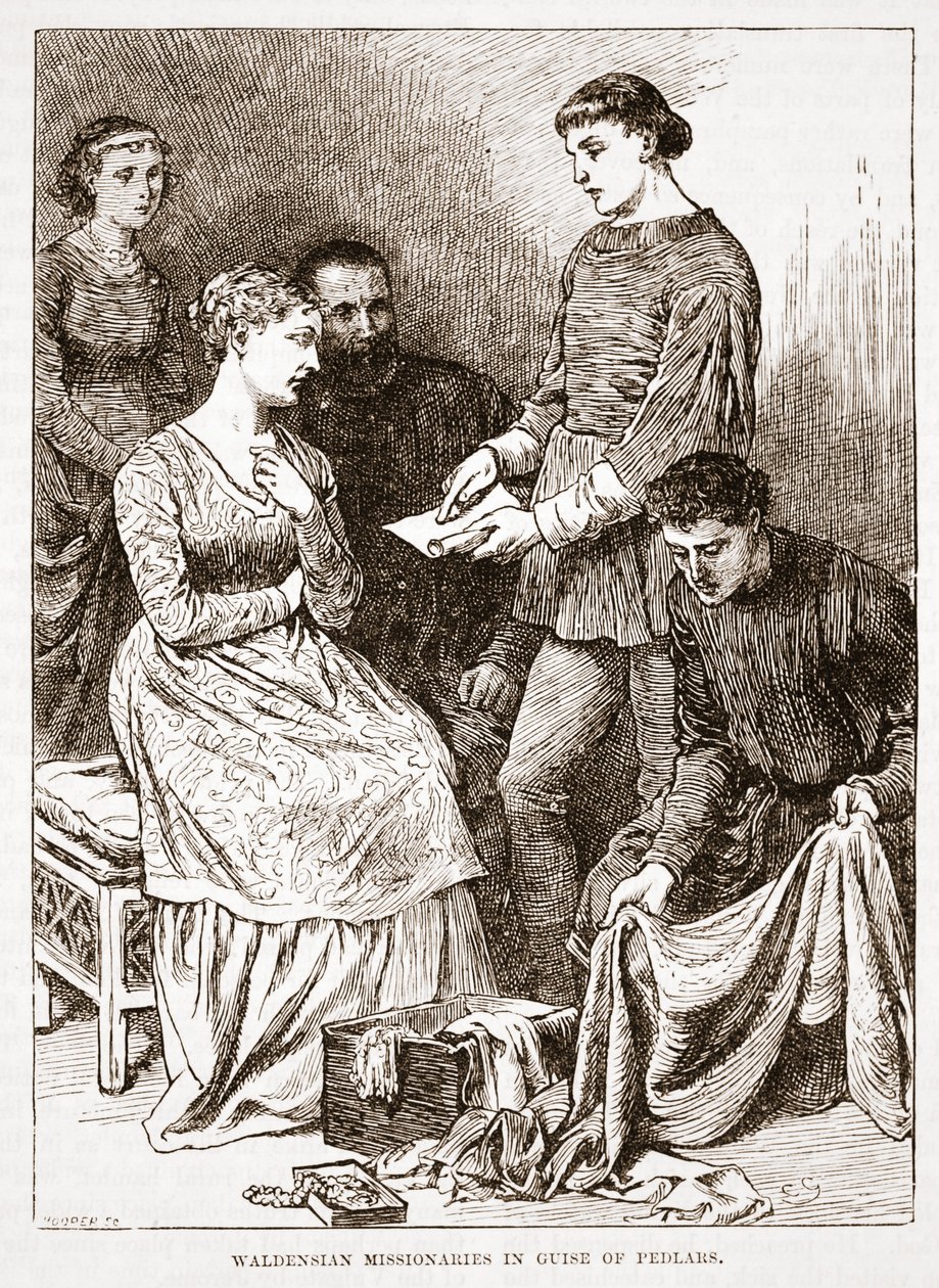 Missionnaires vaudois déguisés en colporteurs, illustration de L