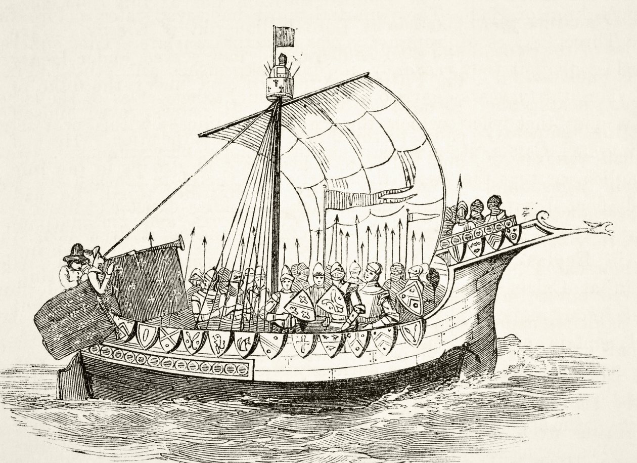 Navire de guerre au XVe siècle, tiré de 